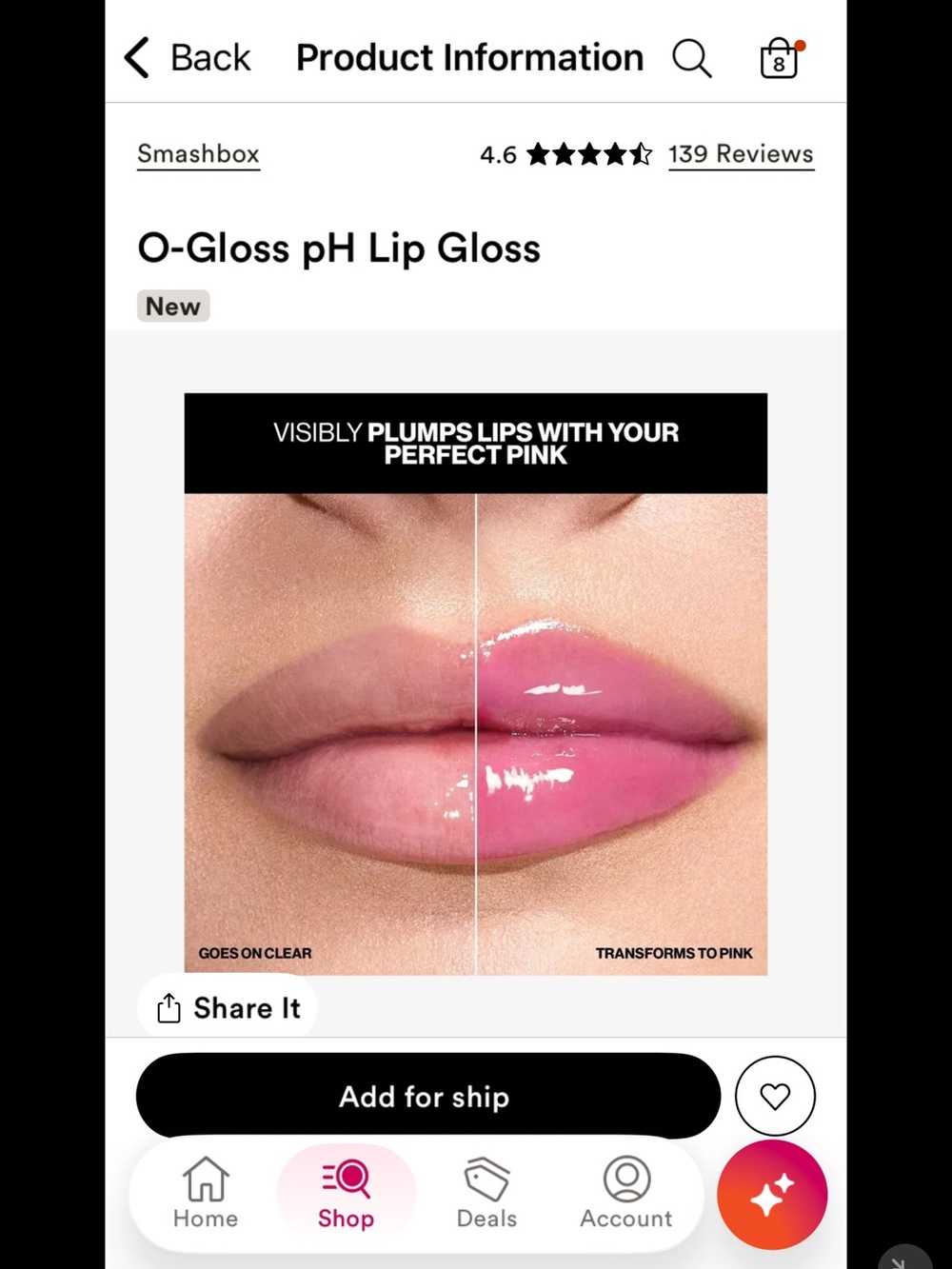 Smashbox O-Gloss pH Lip Gloss — Pink Sheer
